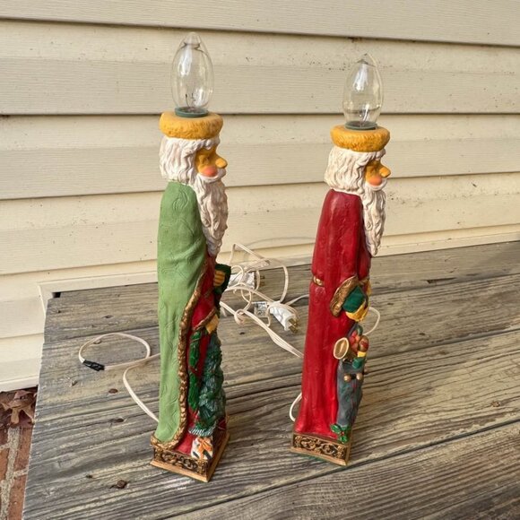 Vintage 2 K-Mart Resin Santa Candle Lamps Christmas Holiday Original Box 70s 80s - Picture 2 of 9